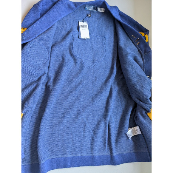 NWT Polo Ralph Lauren Varsity-Inspired Patch Tiger Cardigan Sz XXL Royal 9M506 - Picture 11 of 13